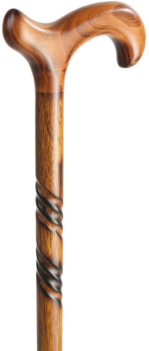 Wooden Unfolding Walking Cane Twisted Walking Stick with Comfort Grip Handle, Walking Stick 36.5 Inch