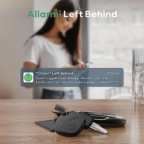 ATUVOS Air Tag Smart Tracker 4 Pieces Black, Bluetooth Find Items Compatible with Apple Where Is (iOS Only, Android Not Supported), Key Locator for Bags, Luggage, Backpacks, Replaceable Battery