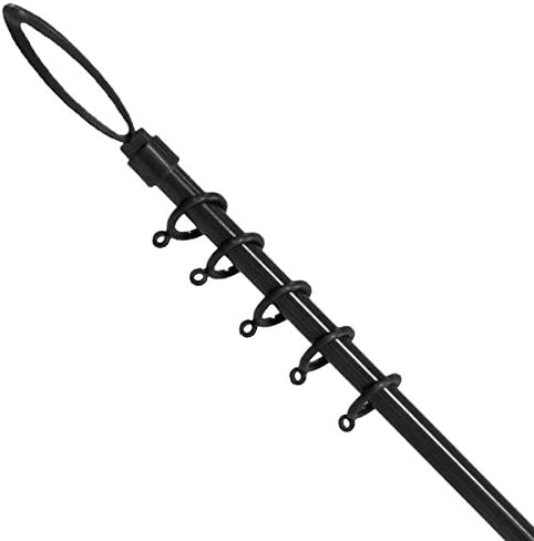 First Home Eclipse 16-19mm Telescopic Extendable Curtain Pole Set, Black, 120-210 Cm