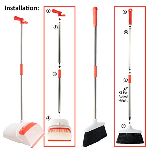 Broom And Dustpan Set - Strongest 30% Heavier Duty - Upright Standing Dust Pan With Extendable Broomstick For Easy Sweeping - Easy Assembly Great Use For Home, Office, Kitchen, Lobby Etc.- By Kray - Thumbnail 7