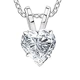 3 carat 18k white gold gia certified heart cut diamond pendant necklace premium collection g h color si1 si2 clarity 3 0 ct 18 in gold chain