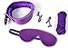 New 9 Pcs Premium PU Leather Women Sexy Night Mask Costume Kits Purple