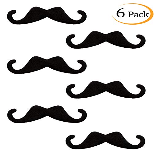 Whaline 5 inch Large Self Adhesive Fake MustachesÂ Novelty Black Mustache Masquerade Costume Party (6 Pieces)