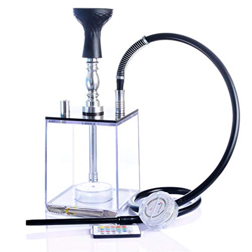 LLAKED Clear LED Shisha Hookah One Hose Big Smoke Acrylic Hookah Set