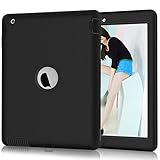 iPad 2 Case, iPad 3 Case, iPad 4 Case, Hocase Rugged Slim Shockproof Silicone Rubber+Hard Plastic Dual Layer Protective Case Cover for 9.7-inch iPad 2nd/3rd/4th Generation - Black