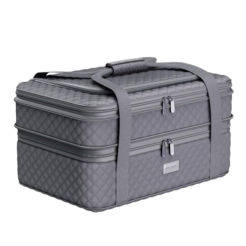 Casserole Carrier Insulated Dish Casserole Carriers for Hot or Cold Food Double Dish with Lid Baker Fits 17.7