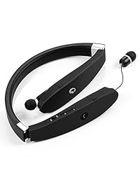 Auriculares inalámbricos con Bluetooth 4.1, con diseño de diadema retráctil y plegable, Negro