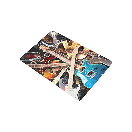 INTERESTPRINT Cool Electric Guitar Surrounded with Lightnings Doormat Non Slip Indoor/Outdoor Doormat Floor Mat Home Decor, Entrance Rug Rubber Backing 23.6"(L) x 15.7"(W)