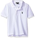 U.S. Polo Assn. Little Boys' Classic Polo Shirt, White/Marina Blue, 5/6