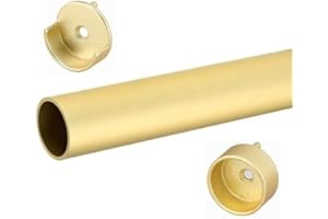 KITCHEN INVENTIONS Matte Brass 1 5/16 Inch Diameter Round Wardrobe Closet Rod Tube with Two End Caps and Installation Screws, Gauge 14 Thickness for Clothes Hanging (48 INCH)