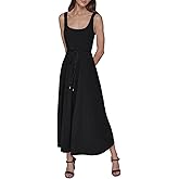 Karl Lagerfeld Womens Sleeveless Scoop Neck Rope Belt A-line Maxi Dress