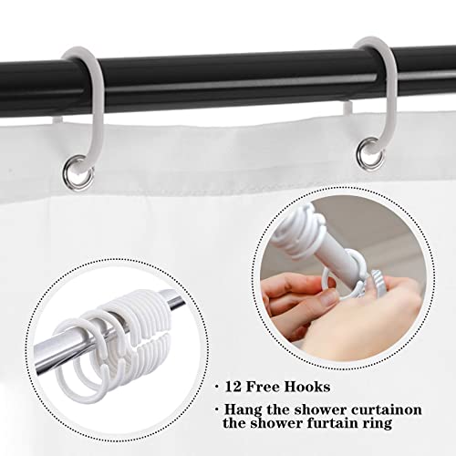 Mokonate Rock and Roll Skull Love Music Shower Curtain Funny Gothic Skull and Rose Black Backdrop Bathroom Decor Set Waterproof Fabric Polyester Bath Accessories with 12 Hooks 72\'\'×72\'\'