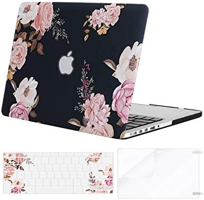 Amazon Com Mosiso Compatible With Macbook Pro 13 Inch Case 15 14 13 End 12 A1502 A1425 Protective Plastic Peony Hard Shell Case Keyboard Cover Skin Screen Protector Black Computers Accessories