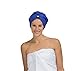 TURBELLA 2IN1 The Only Waterproof Hair Towel Wrap + Shower Cap Turban In One | Luxury Nano-Fiber For Best Hair Drying | Breathable 37.5 Technology Keeps Blowout Styled | Swarovski Button | Made in USA