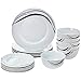Amazon Basics 18-Piece Kitchen Dinnerware Set, Plates, Dishes, Bowls, Service for 6, Half Moon