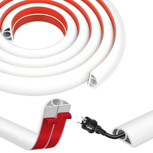 NZNDWYT Canaletas para Cables Pared 5M - Cubre Cables de Suelo,Protector de Cable sobre Piso,Canaleta con Fondo Autoadhesivo,Esconder Cable para Teatro,Taller,Almacén