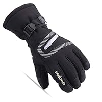 Han cheng he Ski & Snow Gloves Winter Ski Gloves,Waterproof Warm Touchscreen Gloves,Ideal for Skiing, Golf, Snowboarding and Cycling Fits Both Men & Women (Color : Monochrome Black, Size : XL)