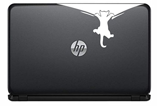 Cat Hanging Wall Vinyl Decal Sticker for Computer MacBook Laptop Ipad Electronics Home Window Custom Walls Cars Trucks Motorcycle Automobile and More (White)