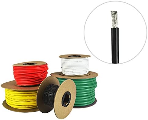 6 AWG Marine Wire - Tinned Copper Boat Battery Cable - Available in Black, Red, Yellow, Green, and White - Made in The USA