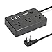 Surge Protector Power Strip JSVER Power Strip with 3 USB, 4.92 Ft Power Extension Cord with 3 Outlets, USB Power Strip for Travel, Nightstand, Home, Office, Cellphone (Black)
