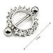 HuntGold 2X Fashion Body Piercing Jewelry Barbell Nipple Ring/Shield Sun Flower With Diamond(White)