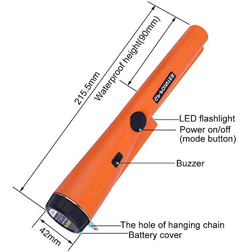 Litthing Metal Detector Pinpointer, Portable Treasure Pinpointing Finder Probe with Belt Holster for Adults and Kids (Orange)