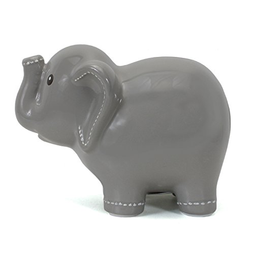 Child to Cherish Ceramic Stitched Elephant Piggy Bank, Grey