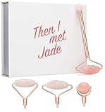 Rose Quartz Roller For Face - 4 in 1 Set - With 4 Detachable Heads -Premium Quality - Facial Roller Massager - Helps With Inflammation, Puffiness & Wrinkles - Ultimate Gift Set - By Then I Met Jade