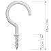 25 Pack Cup Hook Ceiling Hooks, 2.9 Inches, FineGood Vinyl Coated Screw Hanger for Indoor and Outdoor Use - White