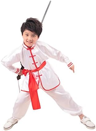 Yanzi6 Kids Chinese Kung Fu Unifrom Performance Wear (120cm, White)