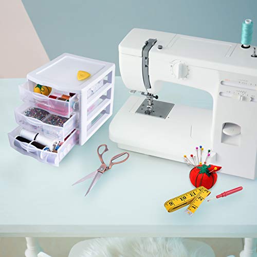 Sterilite Plastic 3 Drawer Storage and Organizer, Stackable Desktop Drawer Bundled with Labels