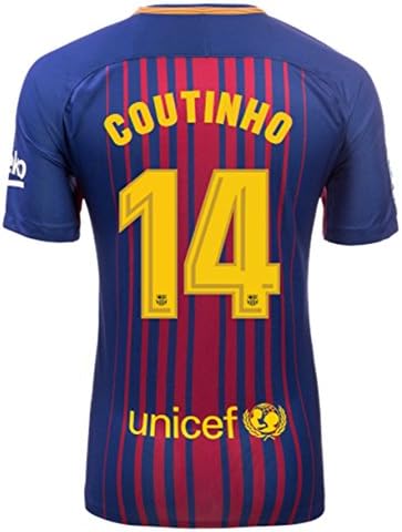 JackRose Barcelona #14 coutinho Home Mens Soccer Jersey 2017-2018 Season Red/Blue Size L