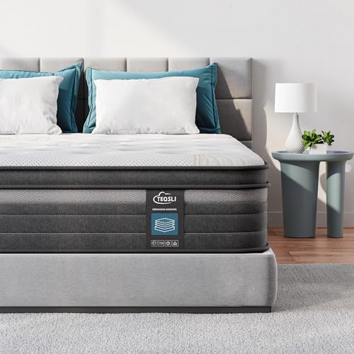 TeQsli Gel Pocket Spring Mattress 90 x 200 cm, 25 cm Height H3 Hardness, Ergonomic 9-Zone Mattress, Orthopaedic Spring Mattress with Gel Memory Foam, Oeko-Tex & CertiPUR Certified
