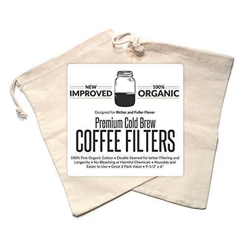 Cold Brew Coffee Maker Filter Premium Organic Cotton Nut Milk Bag Reusable 9.5