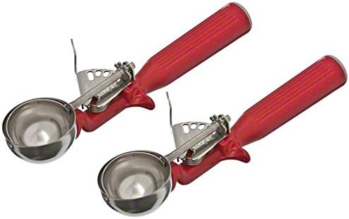 Vollrath 47145 Round Size 24 Bowl Dishers, Set of 2 (1 1/3-Ounce, Red, 18-8 Stainless, NSF)