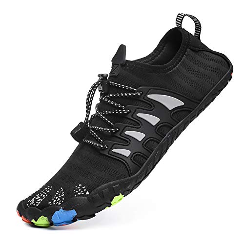 Mens Womens Water Shoes Aqua Shoe Swim Socks Quick Dry Barefoot for Boating Fishing Diving Surfing with Drainage Driving Yoga Upstream Black C 9 M US Women/8 M US Men