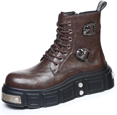 Amazon.com | Y2K Industrial Gothic Faux Leather Platform Combat