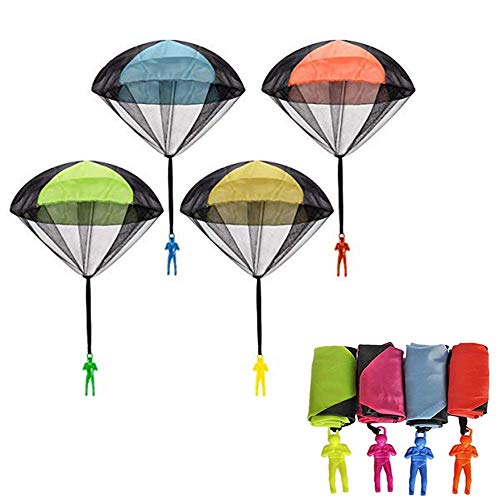 ZJQY Fun Cool New Gifts for 3-12 Year Old Boys, Outdoor Toys for 3-12 Year Old Boys Girls Parachute Toy, No Battery Nor Assembly Required (4 Pieces Set)