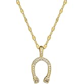 Dtja Horseshoe Pendant Necklace for Women Surgical Stainless Steel Delicate Crystal U Shaped Charms Link Chain Adjustable Fashion Punk Birthday Holiday Festival Jewelry 18 inch