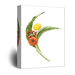 Canvas Wall Art Funny Colorful Fruits Print Gallery Wrap Modern Home Decoration Ready to Hang - 12x18 inches
