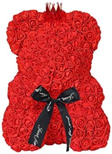 Jaminy Red Rose Bear Flower Teddy 9 Inch Gifts for Wedding Birthday Valentine (Red)