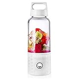 Portable Blender, TOPQSC Smoothie Blender USB Juicer Cup, 17oz Fruit Mixing Machine with 4000mAh Rechargeable Batteries, Detachable Cup, Gifts For Women, Perfect Blender for Personal Use (FDA, BPA Free)White