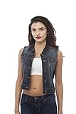 Hollywood Star Fashion Sleeveless Button up Jean Denim Jacket Vest (Medium, Dark Blue)