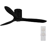 Neatfi 52" Nordic Ceiling Fan Without Light, 3 Solid Wood Blades, 6-Speed, Flush Mount Indoor Ceiling Fan No Light with Remot