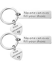 MIXJOY Retirement Keychain Gifts for Coworker - 2PCS No One Can Ever Fill Your Shoes Mens Retirement Gifts
