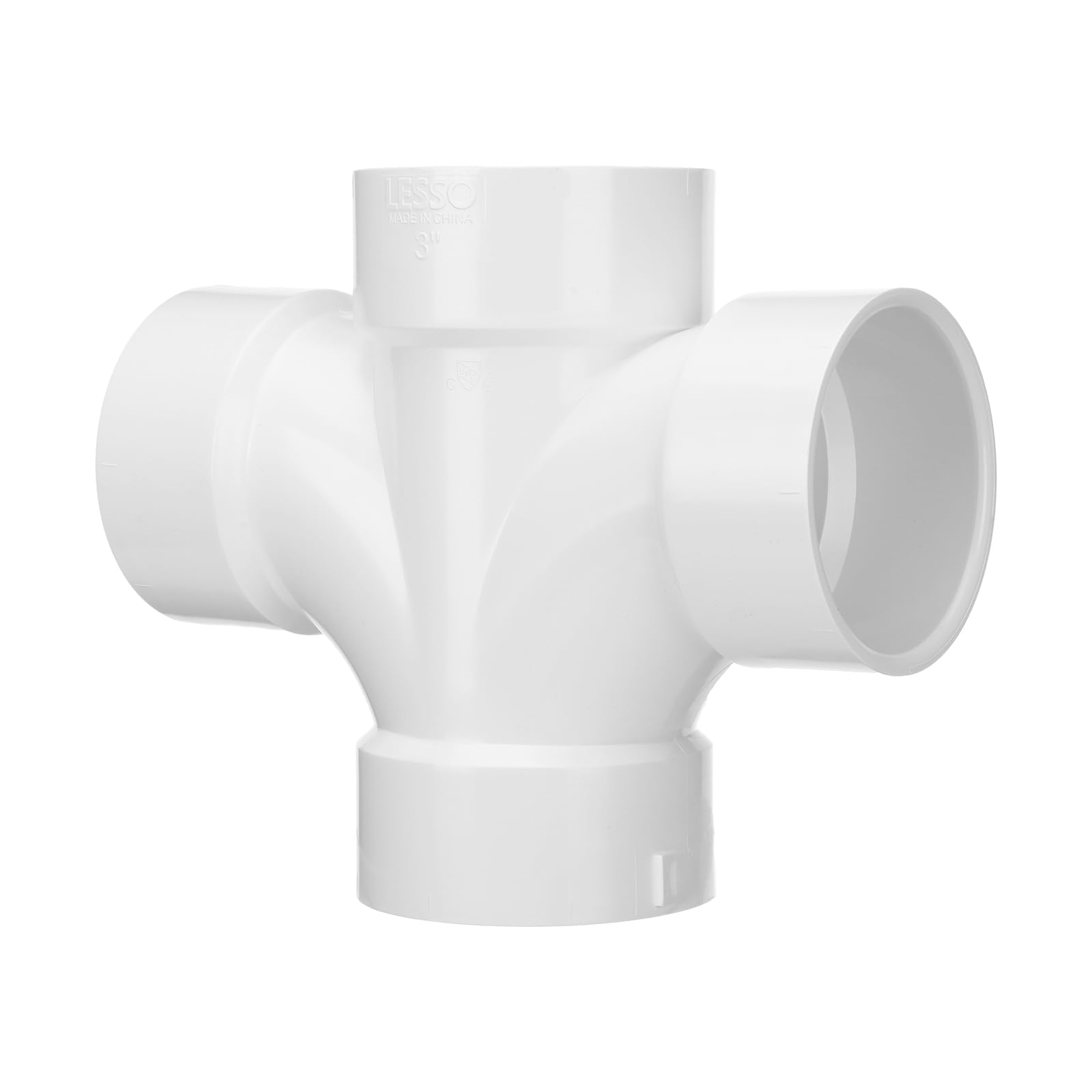 Photo 1 of Frienda 3 Inch PVC DWV Double Sanitary Tee Pipe Fitting for Sanitary Drainage Drain Waste Vent 4-Way Cross Fittings Connect Coupling Adapter for Sewer Stormwater Applications, White