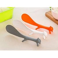 LASSUM 3 Pcs Lovely Plastic Squirrel Shape Standing Spoon Non Stick Rice Paddle Spoon