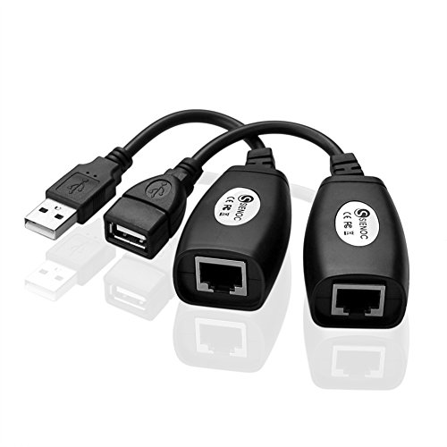 SIENOC 150Ft USB 2.0 to RJ45 Lan Extension Extender Adapter Over Cat5/Cat5e /Cat6 Cable Color Black