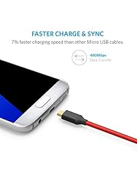 Anker   Cable micro USB trenzado de nailon sin enredos con conectores dorados para Android, Samsung, HTC, Nokia, Sony y más, paquete de 2, 6 pies