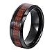 8mm Flat Beveled Tungsten Ring Wood Inlay Wedding Bands Black Plated Couple Rings Mens Womens Tungsten Bands